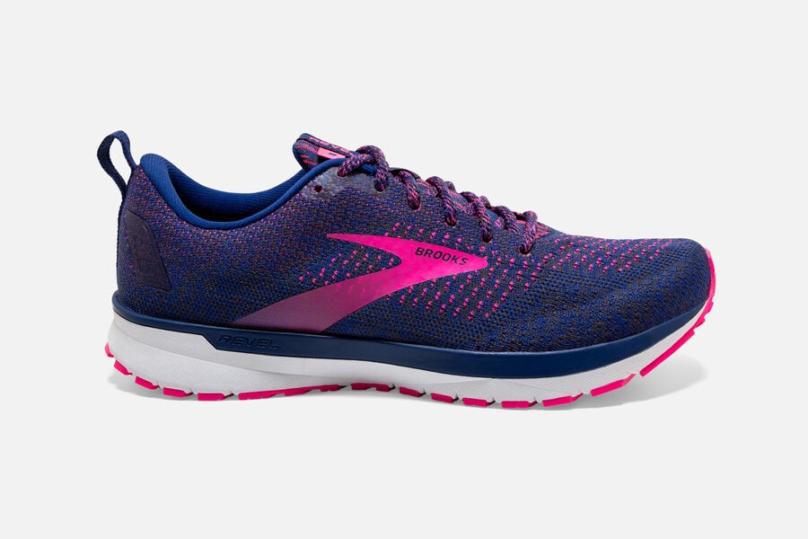 Brooks Women's Revel 4 Road Running Shoes Blue/Ebony/Pink ( MHUTD9236 )